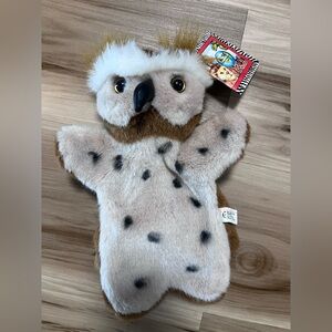Vintage K&M International 1994 11” Owl Plush Hand Puppet With Original Tag New
